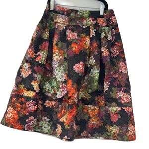 Slice Girls Floral Print Crepe Aline Adjustable sz 14 Skirt Black purple red